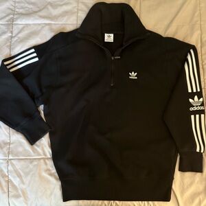 Men’s medium* black Adidas pullover (see note about sizing)